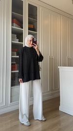 Çizgili Oysh Sweatshirt Siyah