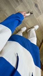 Çizgili Sweat - Mavi