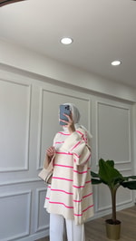 Çizgili Triko Pembe 