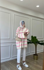 Çizgili Triko Pembe 