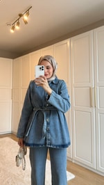Denim Ceket Takım Mavi