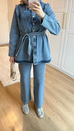 Denim Ceket Takım Mavi