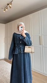 Denim Etekli Takım Mavi