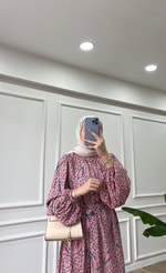 Desenli Elbise -  Pembe