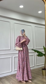 Desenli Elbise -  Pembe