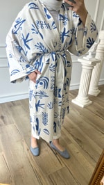 Desenli Kimono - Mavi