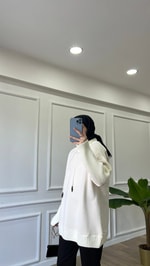 Ekru Üç iplik sweatshirt