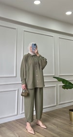 Elsiya Keten Pantolon - Bej 