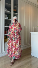 Etnik Desenli Elbise Pembe