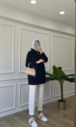 Fermuar Detaylı Triko - Siyah