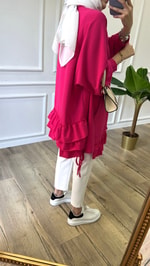 Fırfır Detaylı Sweatshirt - Pembe