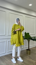 Fırfır Detaylı Sweatshirt - Yağ Yeşili
