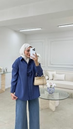 Fırfırlı Gömlek İndigo
