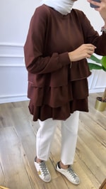 Fırfırlı Sweatshirt - Acı Kahve