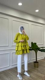 Fırfırlı Sweatshirt - Yağ Yeşili