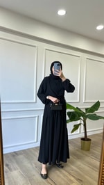 Flora Elbise - Siyah