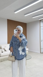 Flowers Denim Ceket 