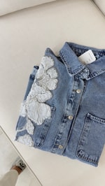 Flowers Denim Ceket 