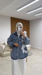 Flowers Denim Ceket 