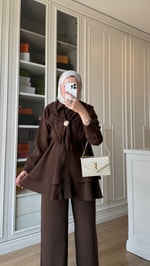 Fularlı Modal Takım Acı Kahve