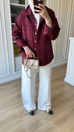 Gabardin Ceket Bordo