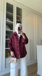 Gabardin Ceket Bordo