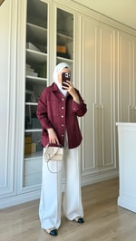 Gabardin Ceket Bordo