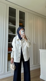 Gabardin Ceket Ekru