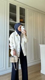 Gabardin Ceket Ekru