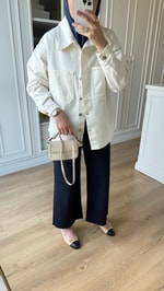 Gabardin Ceket Ekru