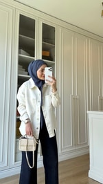 Gabardin Ceket Ekru