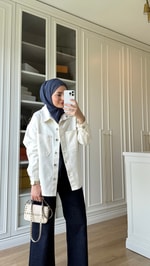 Gabardin Ceket Ekru