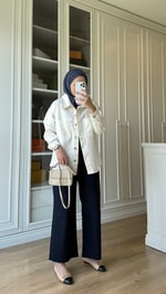 Gabardin Ceket Ekru