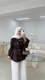 Geniş Yakalı Gömlek Acı Kahve