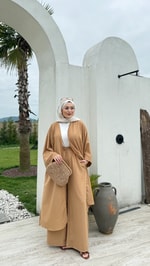 Gofre Kimono Takım Camel