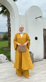 Gofre Kimono Takım Hardal