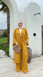 Gofre Kimono Takım Hardal