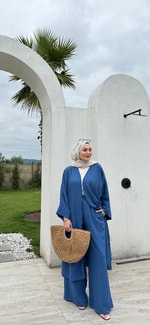 Gofre Kimono Takım Saks