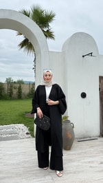 Gofre Kimono Takım Siyah