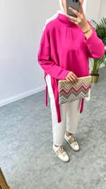 Gömlek Detaylı Sweatshirt Pembe