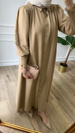 Gömlek Elbise - Camel