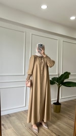 Gömlek Elbise - Camel