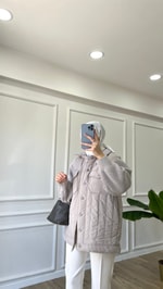 Gri Triko Detaylı Ceket