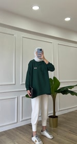 Haki İki İplik Emojili Sweatshirt 