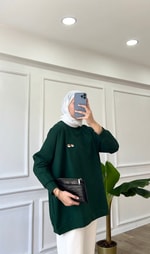 Haki İki İplik Emojili Sweatshirt 