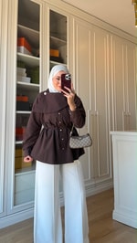 İnci Düğmeli Gömlek Acı Kahve 