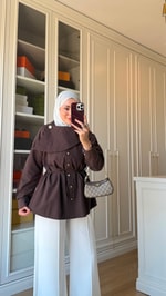 İnci Düğmeli Gömlek Acı Kahve 