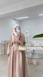 Kalın Tokalı Tensel Elbise Taş