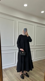 Kat Kat Elbise - Siyah