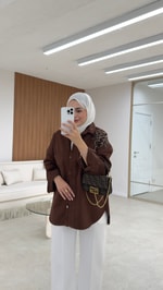 Kely Çiçek Detaylı Ceket Acı Kahve